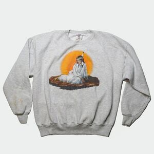 Vintage Jerzees Native American Woman Sweatshirt Pullover 80s 90s